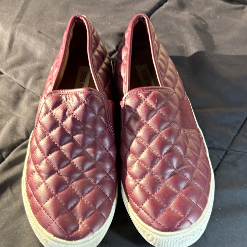 Steve Madden Burgundy Quilted Slip-Ons